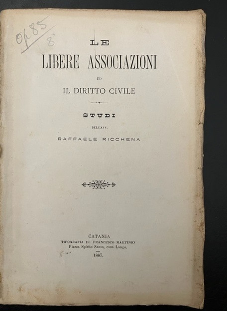 Le libere associazioni ed il diritto civile. Studi